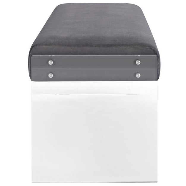 Roam Velvet Bench Gray Modway