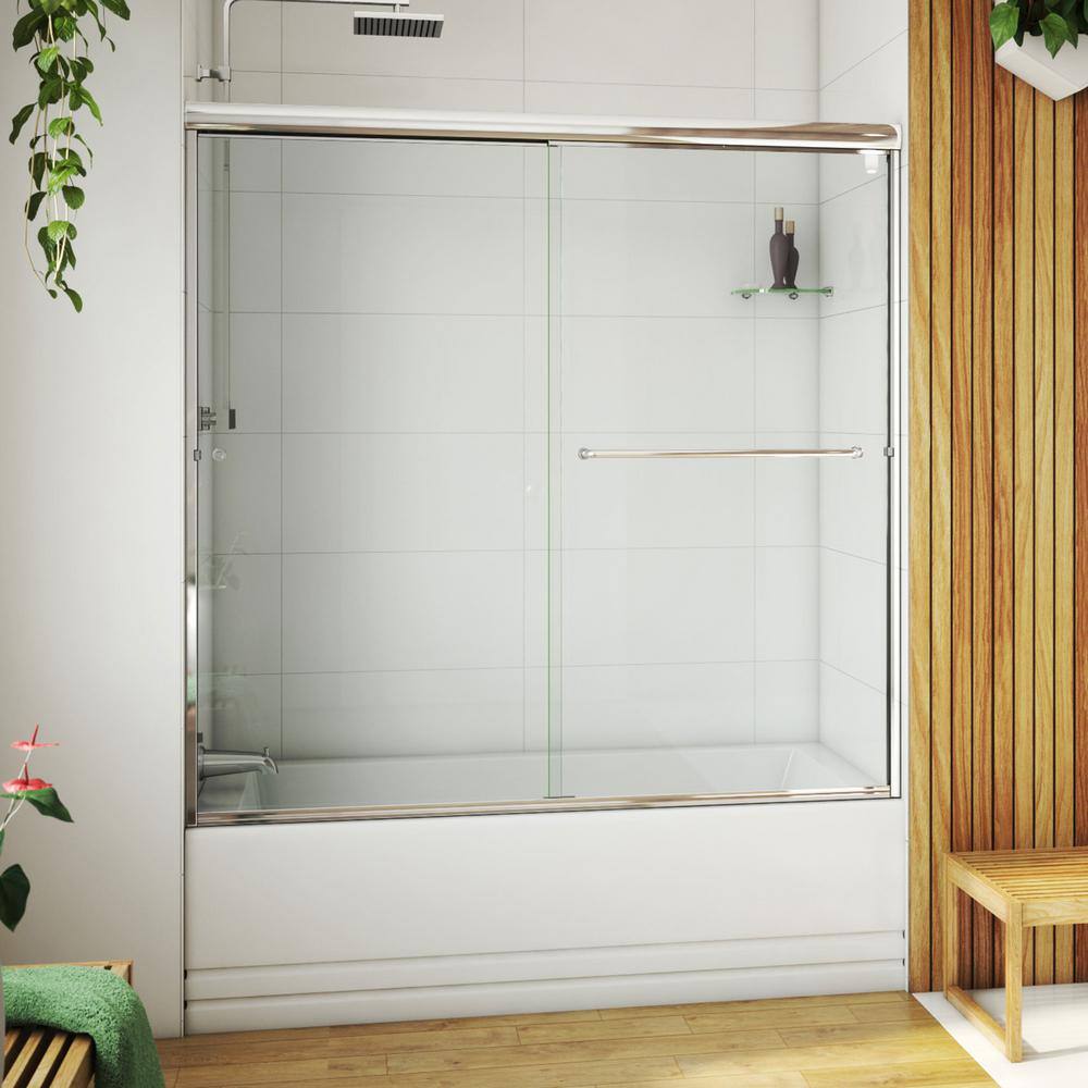 DreamLine Alliance Pro LT 56-60 in. x 57 38 in. Semi-Frameless Sliding Tub Door in Chrome Finish TDAT60W570VXX01