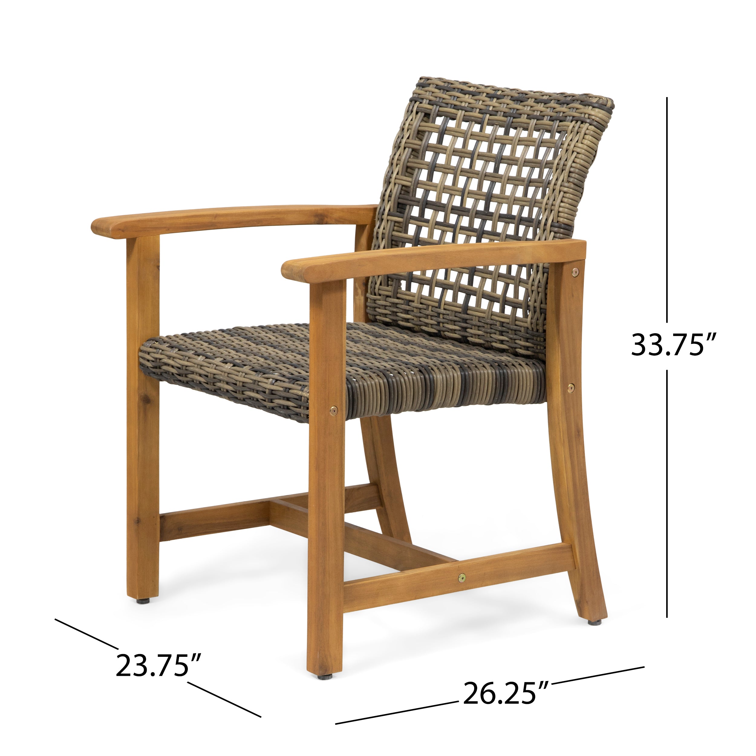 Alyssa Outdoor Acacia Wood and Wicker Dining Chair (Set of 2)