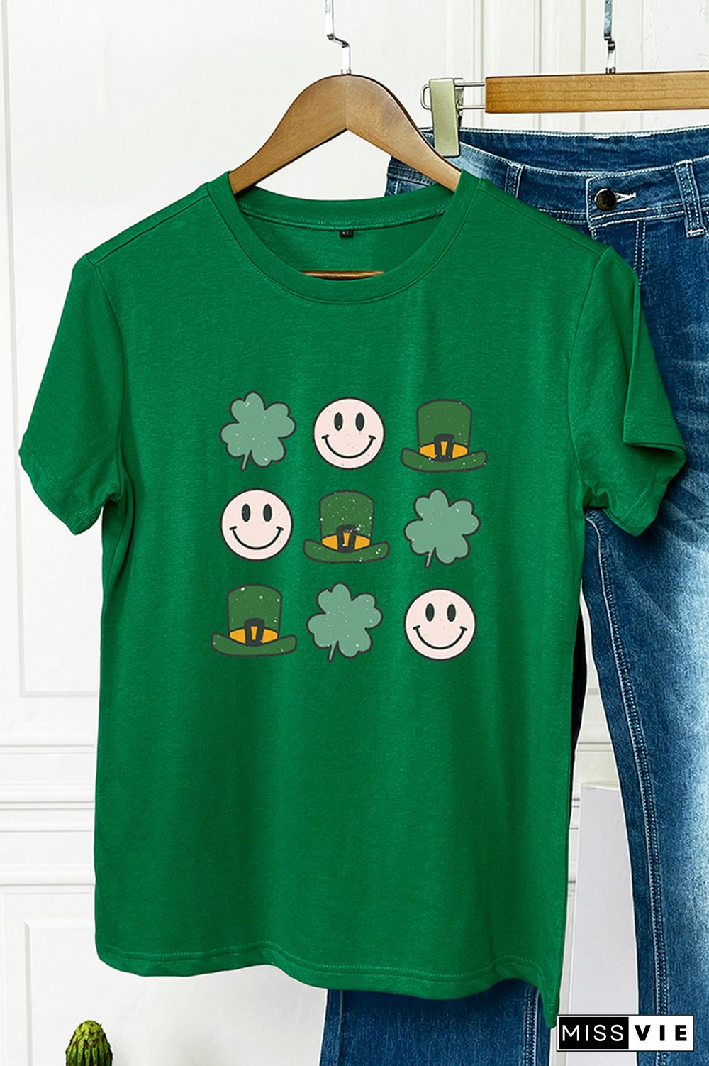 St Patrick's Day Shirt,Shamrock Graphic Tee Wholesale