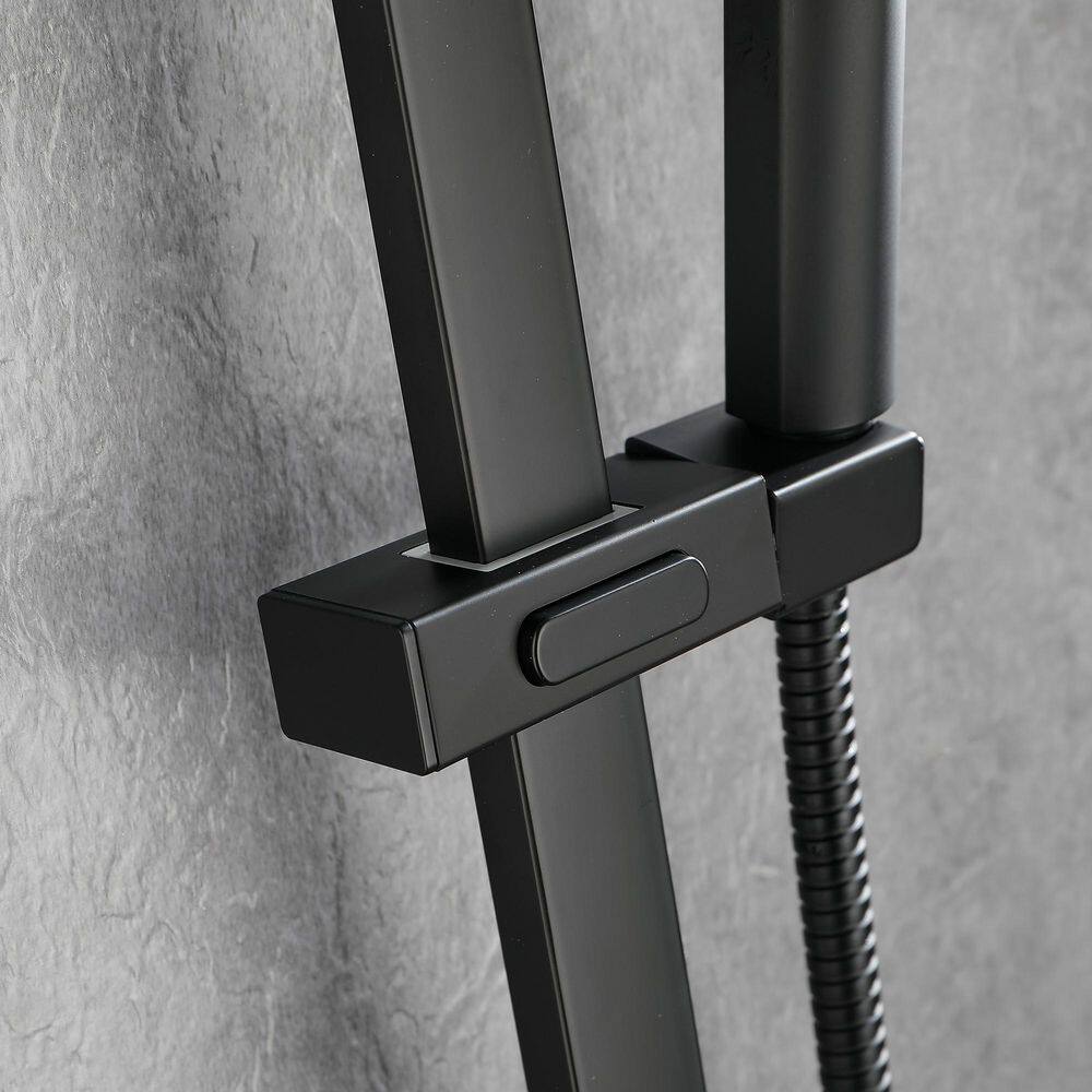 WELLFOR 3-Spray Multi-Function Wall Bar Shower Kit with Hand Shower in Matte Black WA3008MB