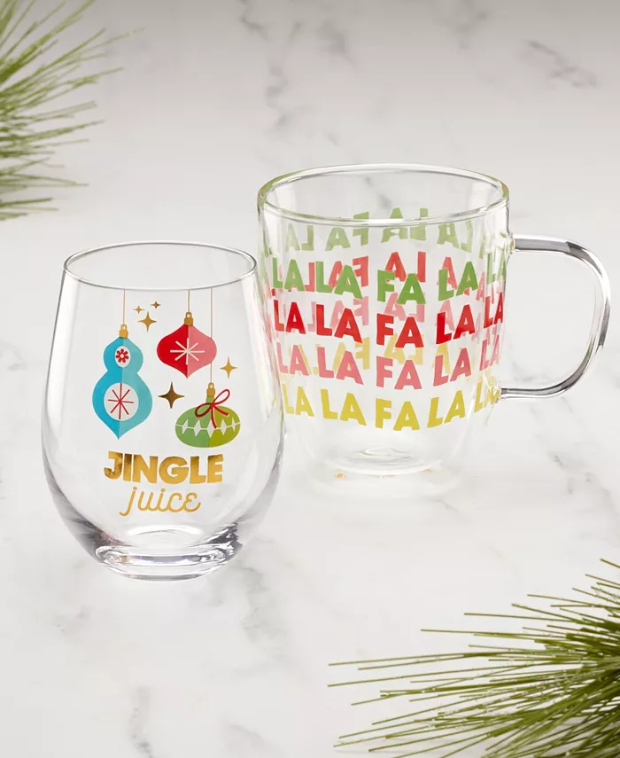 Cambridge Fa La La La Mug Wine Glass Set of 2