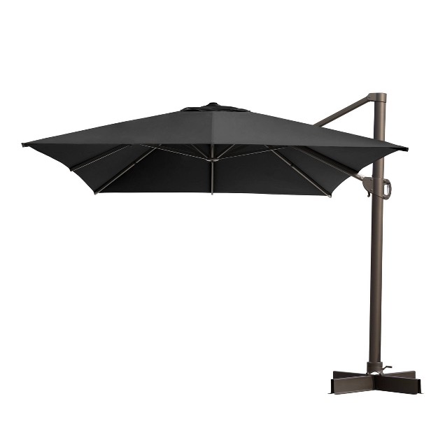 Crestlive Products 11 5 x27 x11 5 x27 Luxury Aluminum Frame Double Top Round Offset Cantilever Umbrella Black