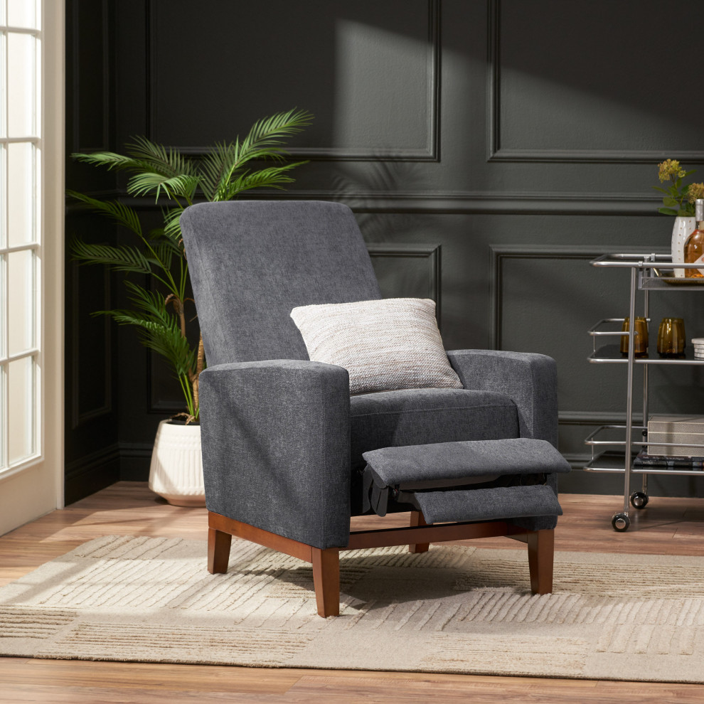 Plevna Fabric Upholstered Pushback Recliner   Transitional   Recliner Chairs   by GDFStudio  Houzz