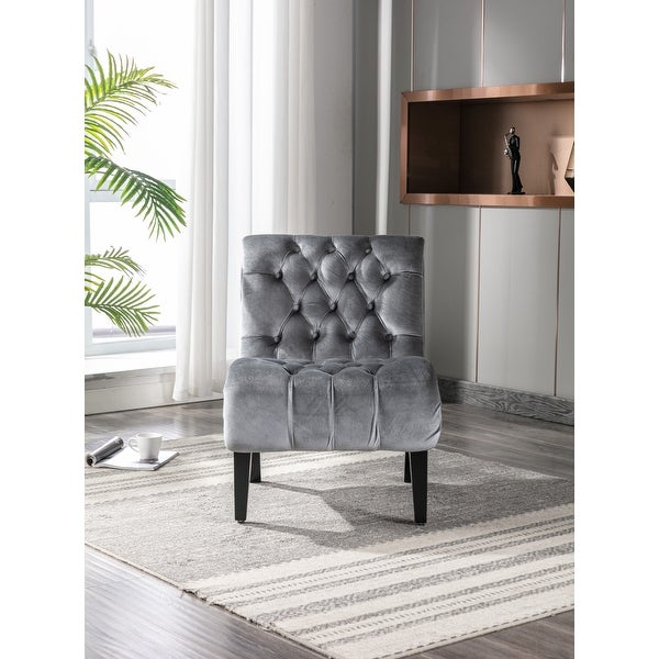 Accent Living Room Chair Leisure Chair with Rubber Wood Legs， Curved Armless Chairs Living Room Chairs for Small Spaces