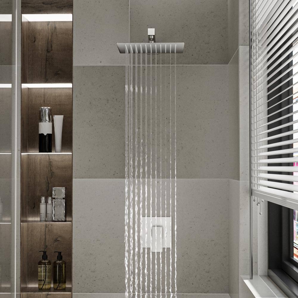 Aosspy 1-Spray Patterns with 1.5 GPM 10 in. Wall Mount Square Ceiling Fixed Shower Head in Brushed Nickel AS-0718