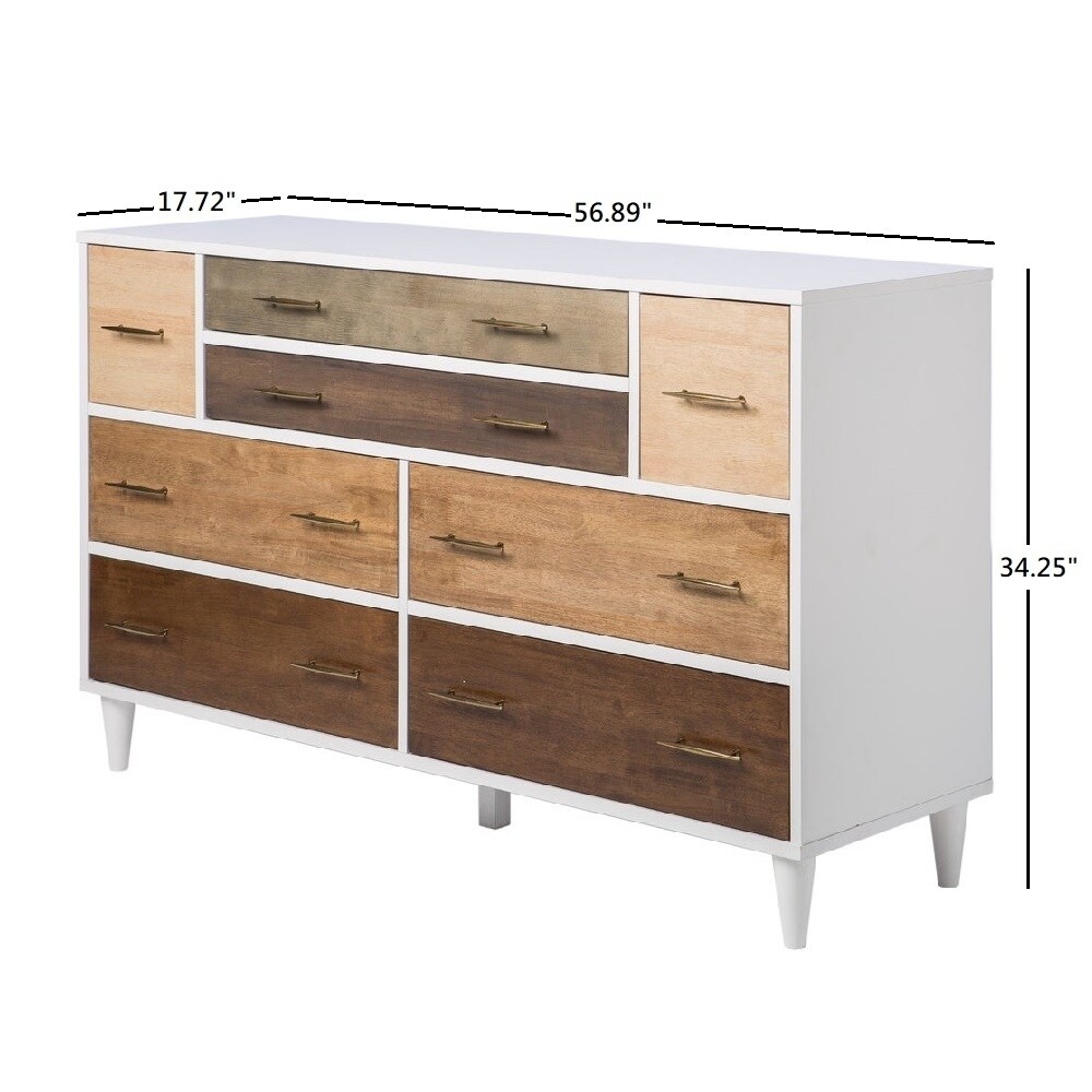 Prudence White and Natural Finish 8 Drawer Dresser by iNSPIRE Q Modern