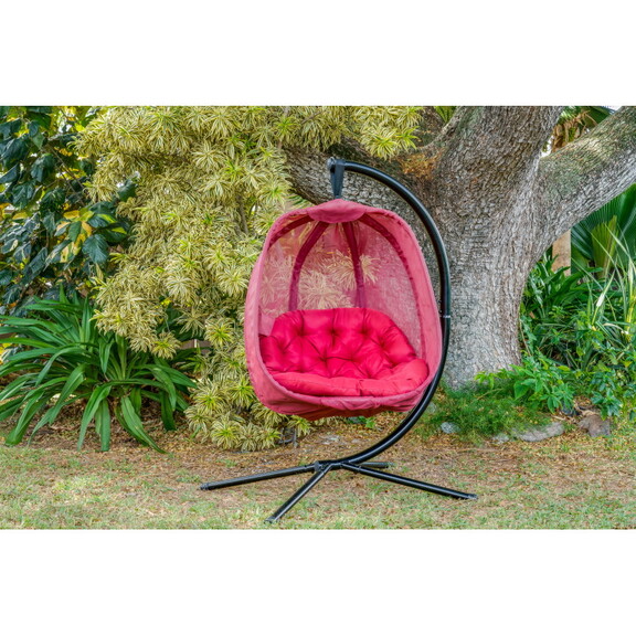 66 H x 34 W x 43 D Outdoor Red Hanging Egg Patio C...