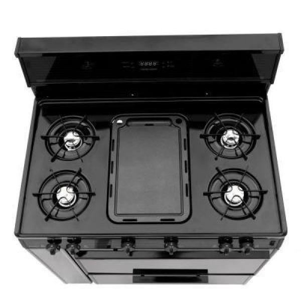 Premier 30 in. 3.91 cu. ft. Battery Spark Ignition Gas Range with 5 Burner and Griddle Package in White BFK5S9WP