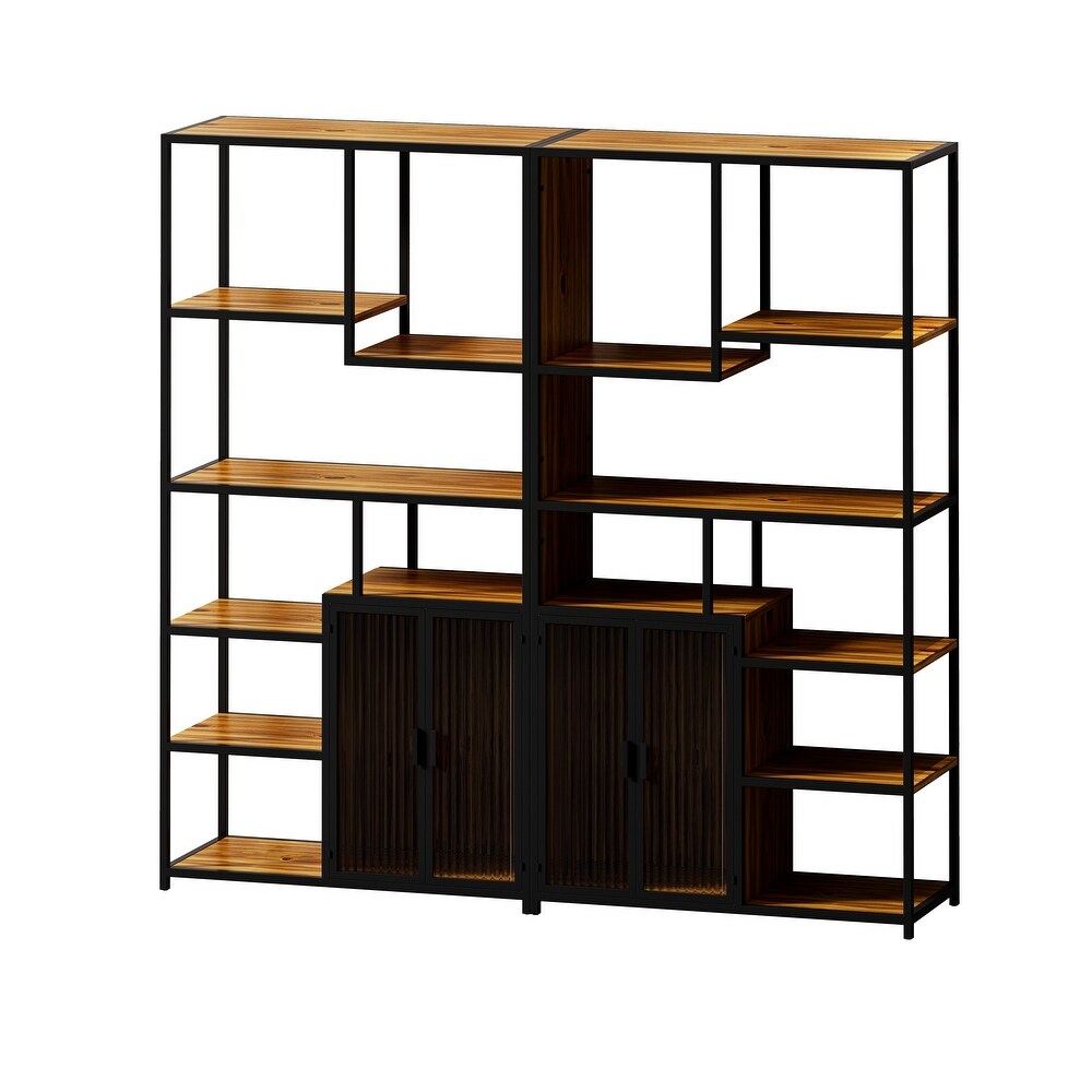 Bookshelf Storage with Enclosed Storage Cabinet