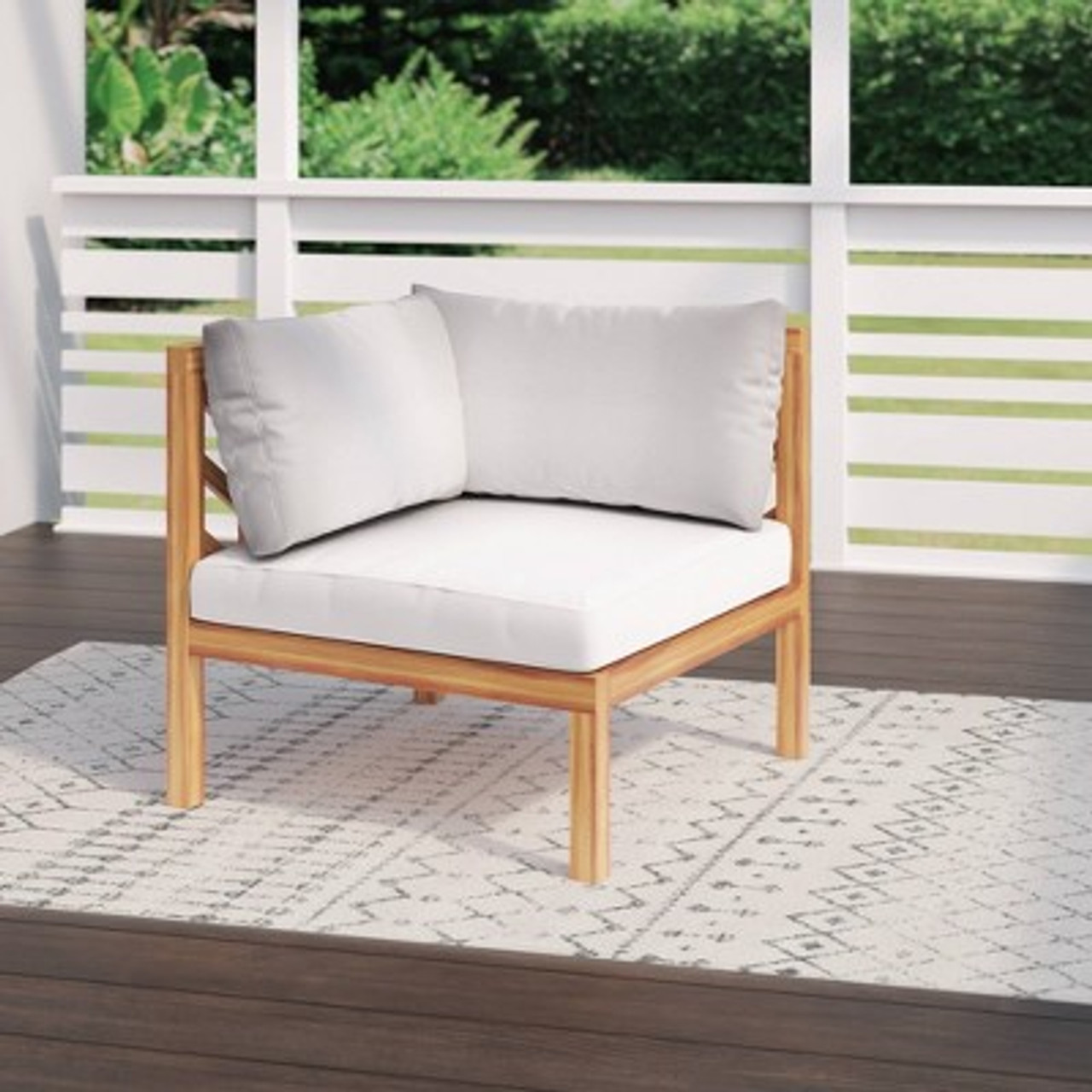 Outdoor Acacia Sectional Corner Sofa Seat - White - TK Classics