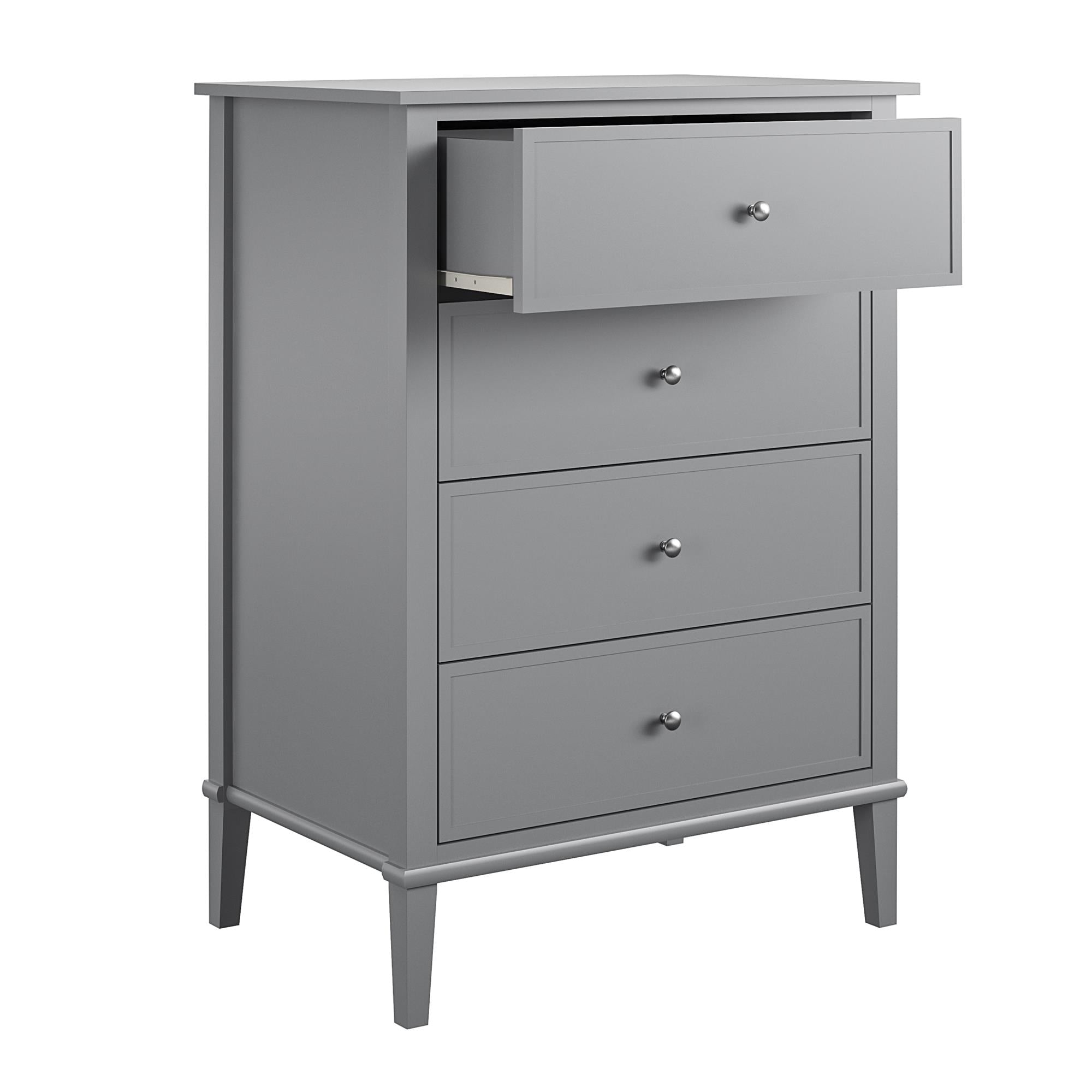 Desert Fields Eclectic Boho 4 Drawer Dresser, Gray