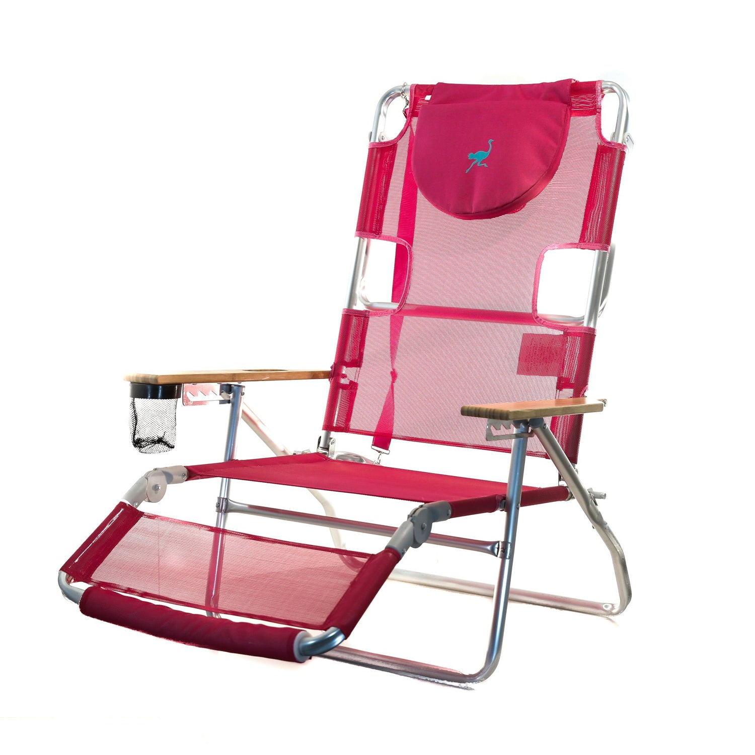 Ostrich 3-N-1 Light Aluminum Multi-Position Reclining Beach Chair， Pink (4 Pack)