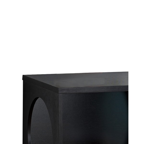 Wooden Pet End Table with Flat Base and Cutout Design on Sides， Black