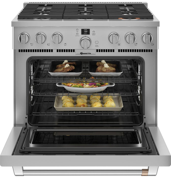 GE Cafe C2Y366P2TS1 36quot DualFuel Professional Range with 6 Burners