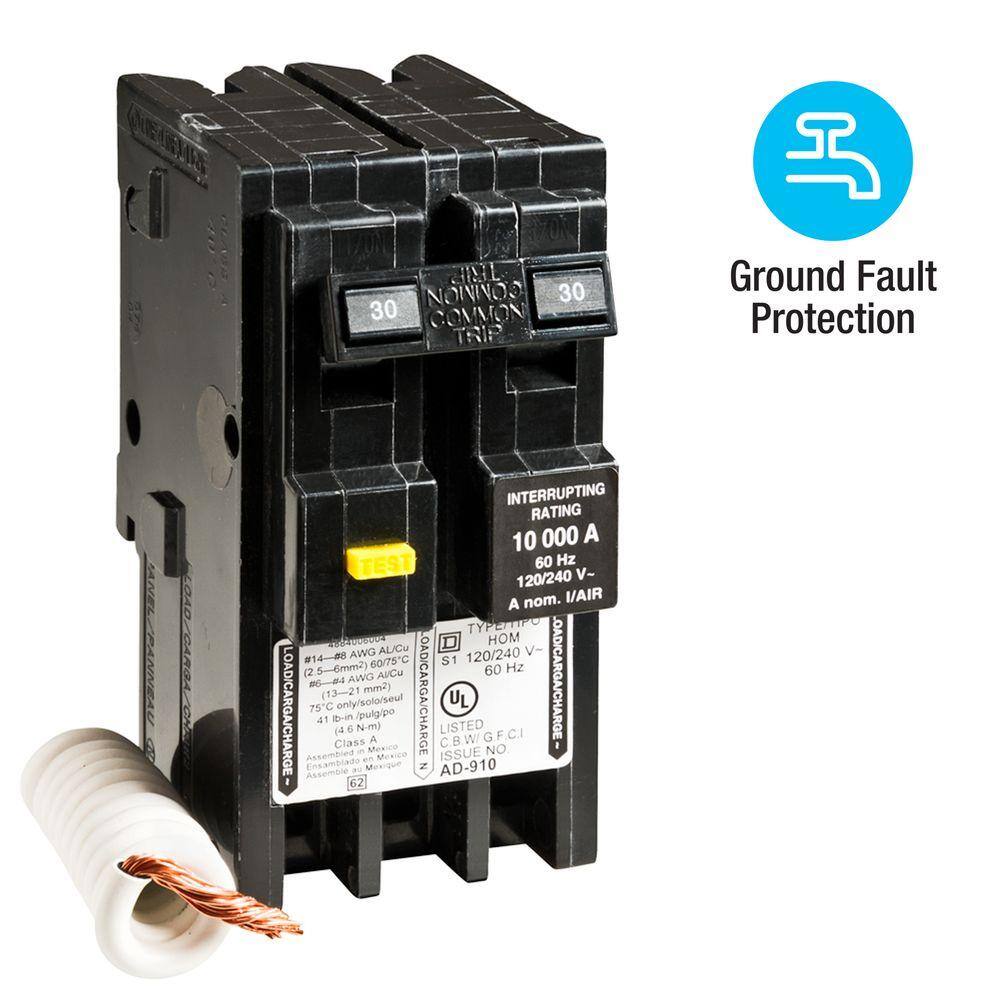 Square D Homeline 30 Amp 2-Pole GFCI Circuit Breaker HOM230GFIC