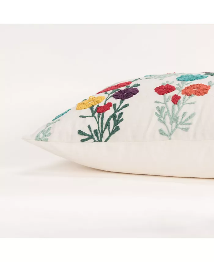 Rizzy Home Floral Polyester Filled Decorative Pillow， 14