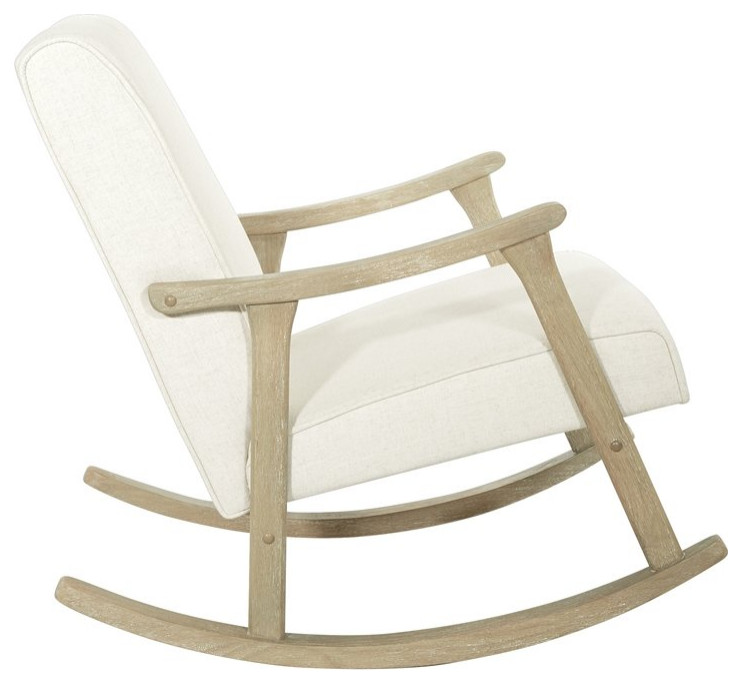 Gainsborough Rocker in Linen Cream Fabric with Brushed Finish Base   Farmhouse   Rocking Chairs   by Homesquare  Houzz