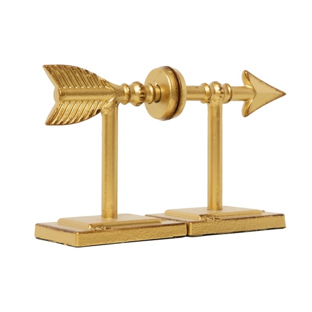 X 3 5 quot 2pc Metal Arrow Bookend Set Gold Storied Home