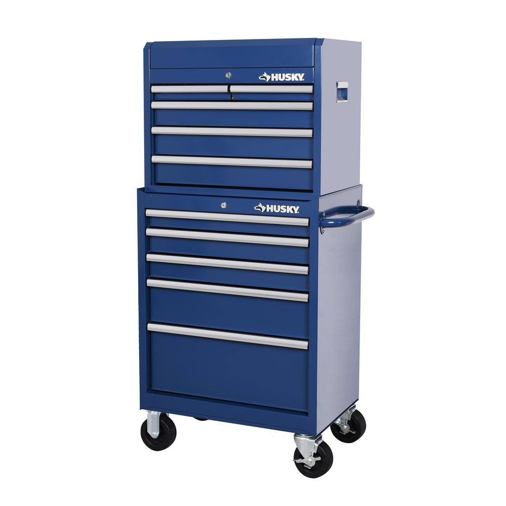 Husky 27 in. 10-Drawer Blue Tool Chest Combo H27CH5TR5BLU