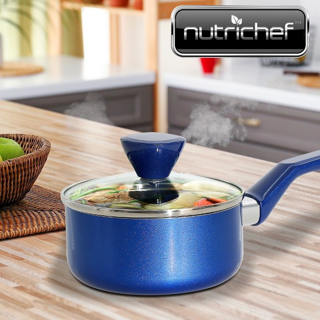 Nutrichef Saucepan Pot With Lid Non stick High qualified Kitchen Cookware With See through Tempered Glass Lids 2 Qt