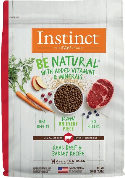 Instinct Be Natural Real Beef and Barley Recipe Freeze-Dried Raw Coated Dry Dog Food