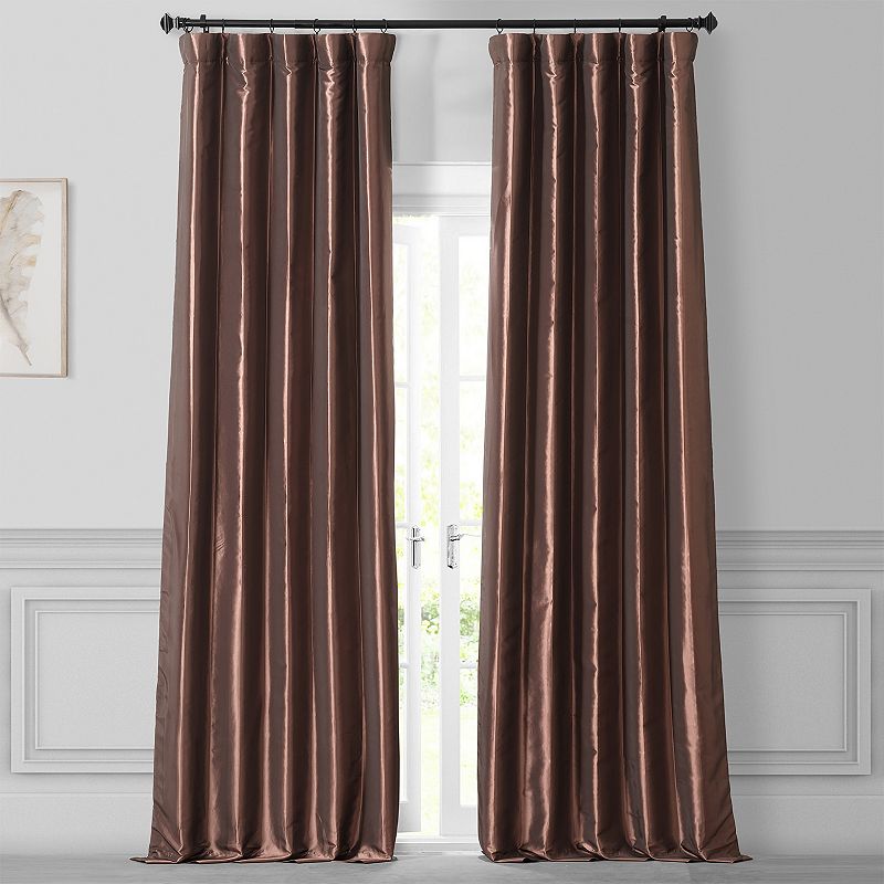 EFF 1-Panel Solid Faux-Silk Taffeta Window Curtain