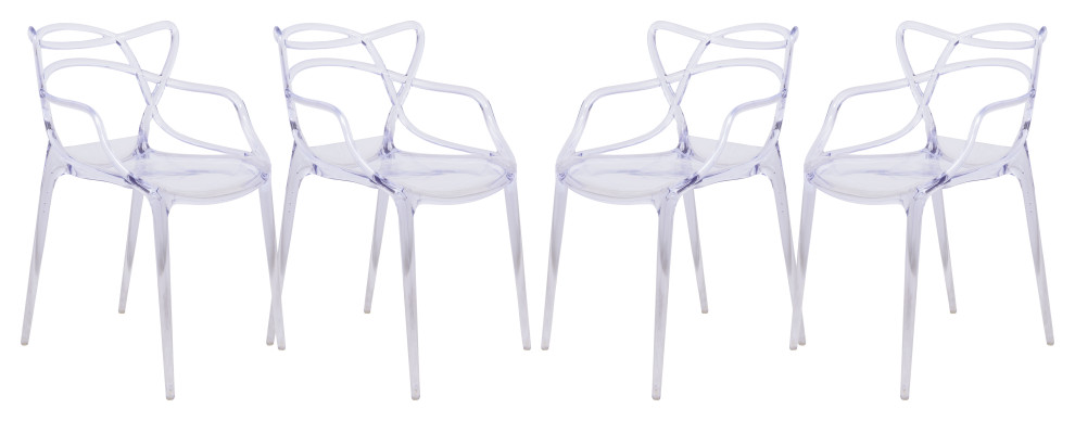 LeisureMod Milan Modern Wire Design Chair  Set of 4  Clear  MW17CL4   Contemporary   Dining Chairs   by Kolibri Decor  Houzz