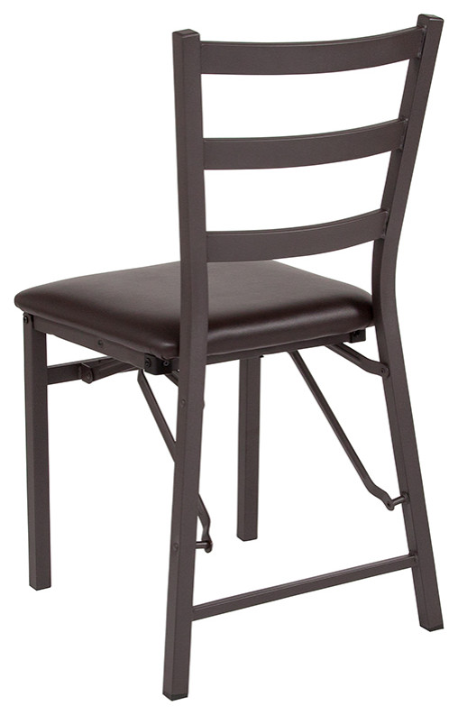 Brown Ladderback Folding Chair   Transitional   Dining Chairs   by Homesquare  Houzz