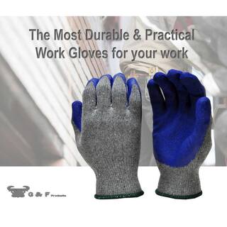 G  F Products Large Blue Latex Palm and Finger Crinkle Pattern Rubber Coated Gloves (120-Case) 1511L-10