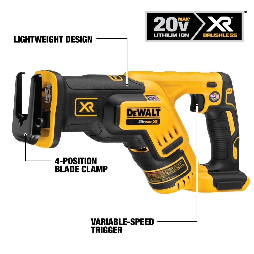 DEWALT 20V MAX Compact Recip Saw with XR 4Ah Battery Bundle DCB204-DCS367B from DEWALT