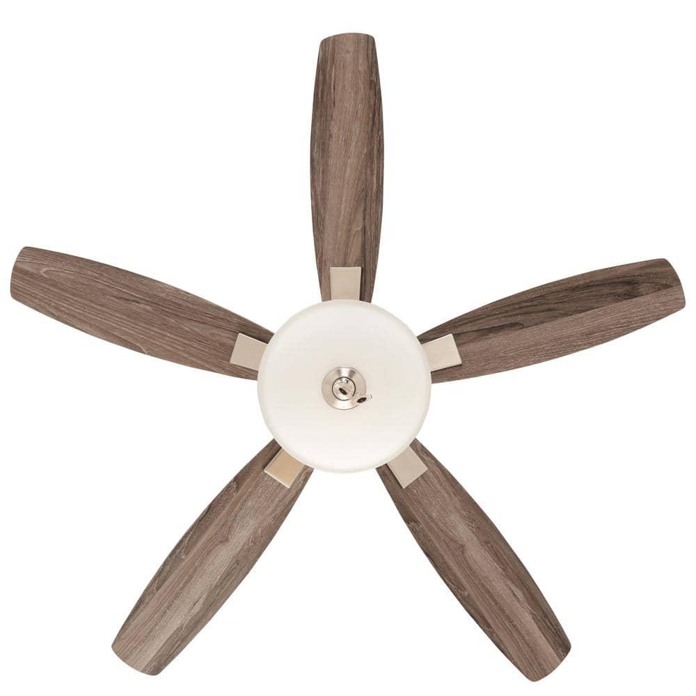 Hampton Bay Menage 52 in Integrated LED Indoor Low Profile Brushed Nickel Ceiling Fan with Light Kit