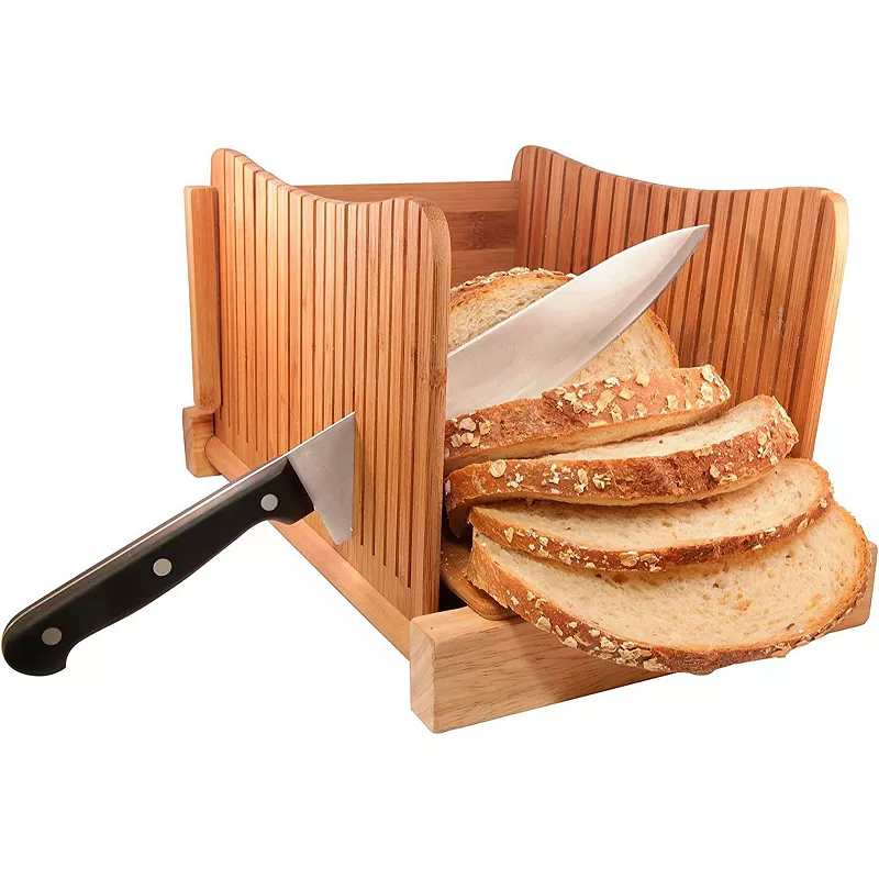 DB-Tech Wooden Compact Foldable Bread Slicer Guide For Homemade Bread Adjustable