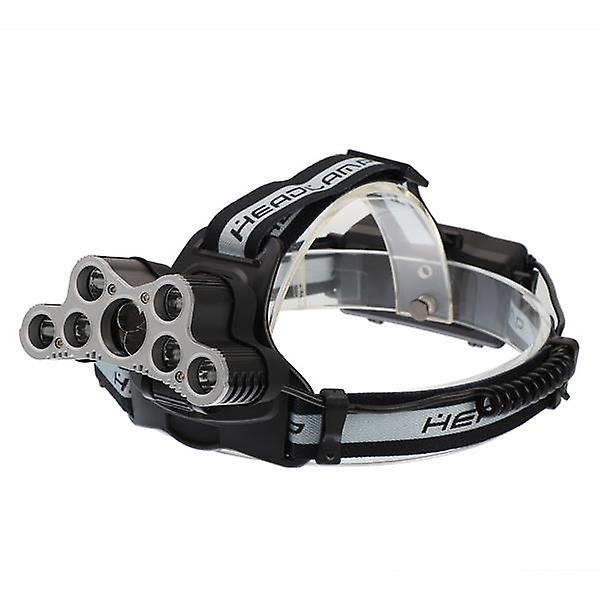 120000lm 6 Modes 9 Led Headlamp Usb Rechargeable Strong Headlamp Set Silver Gray 41813