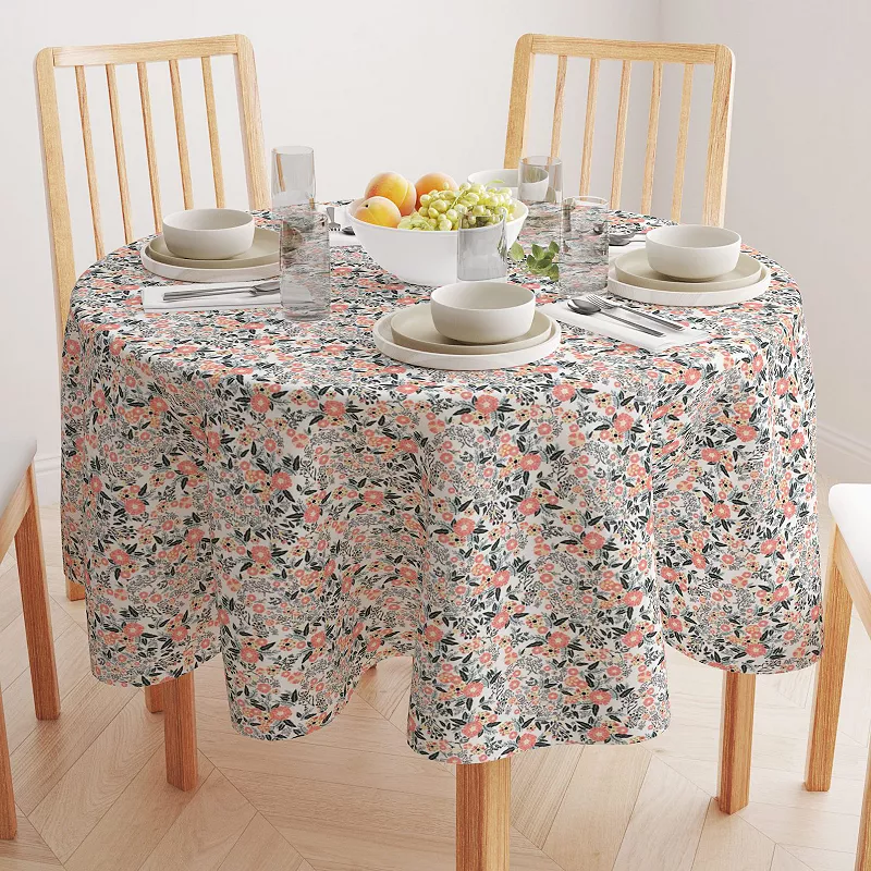 Round Tablecloth， 100% Polyester， 70 Round， Botanical Blossom