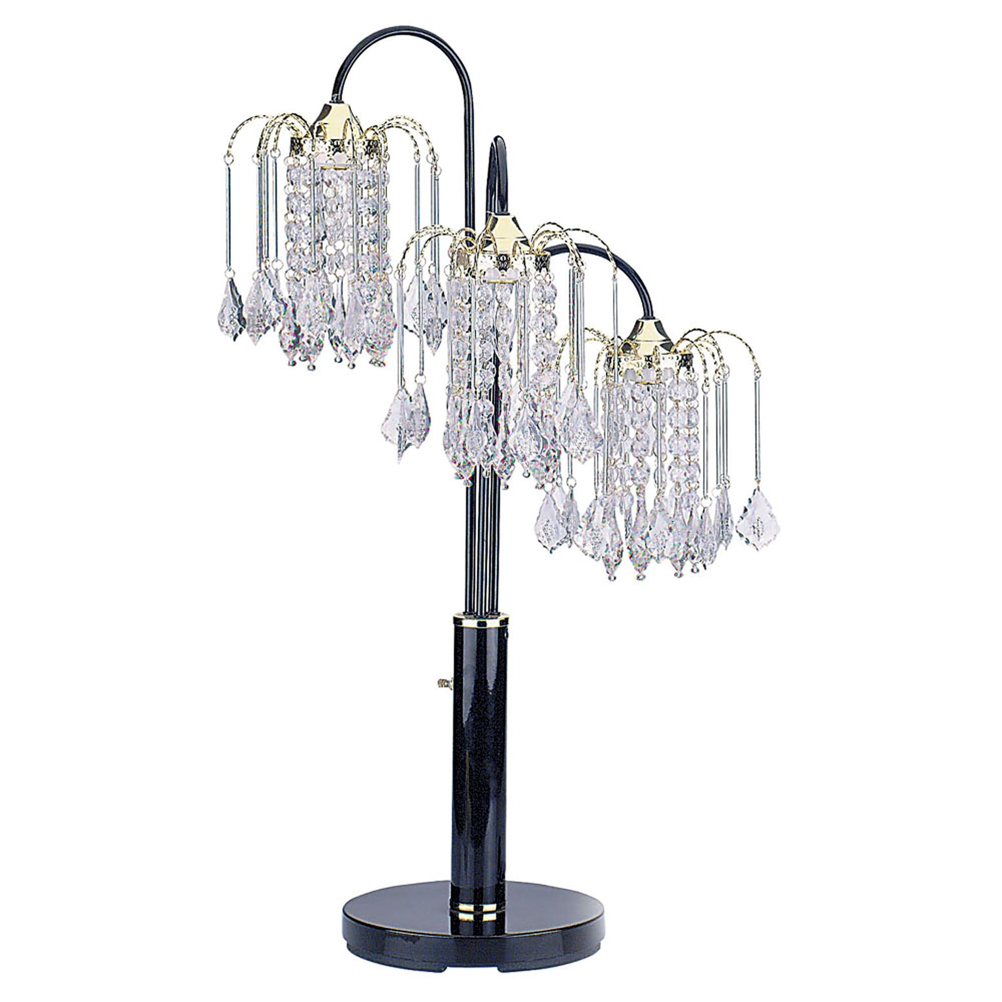 Ore Furniture 716BK 34 in. Black Finish Table Lamp With Crystal-Inspired Shades