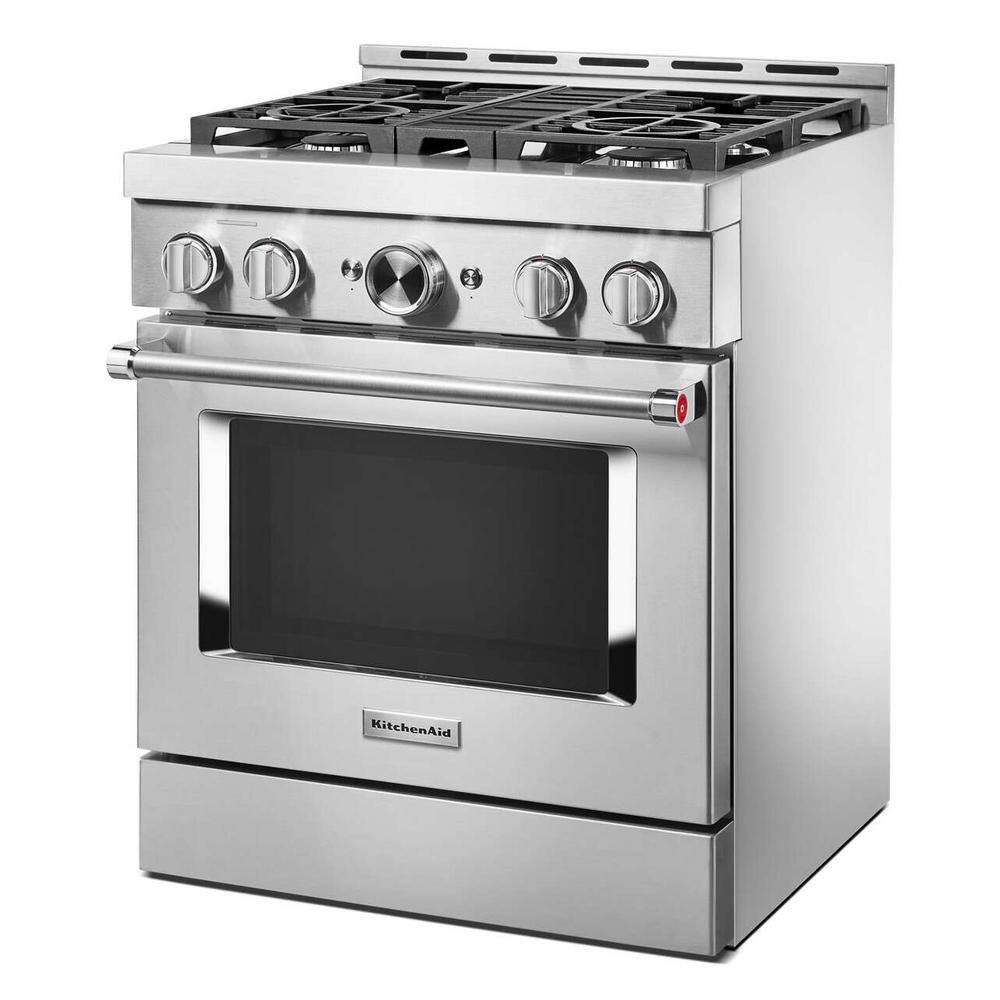 KitchenAid 30 in. 4.1 cu. ft. Smart Commercial-Style Gas Range with Self-Cleaning and True Convection in Stainless Steel KFGC500JSS