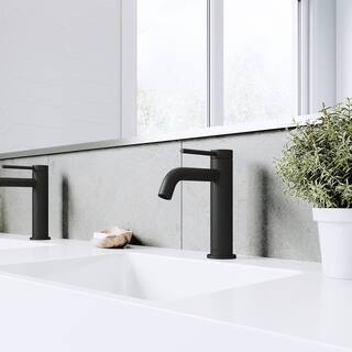 VIGO Madison Single Handle Single-Hole Bathroom Faucet in Matte Black and Carbon Fiber VG01044MB