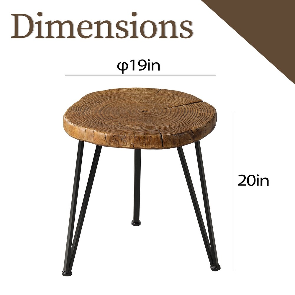 COSIEST Faux Wood Tree Slice Outdoor Coffee Table