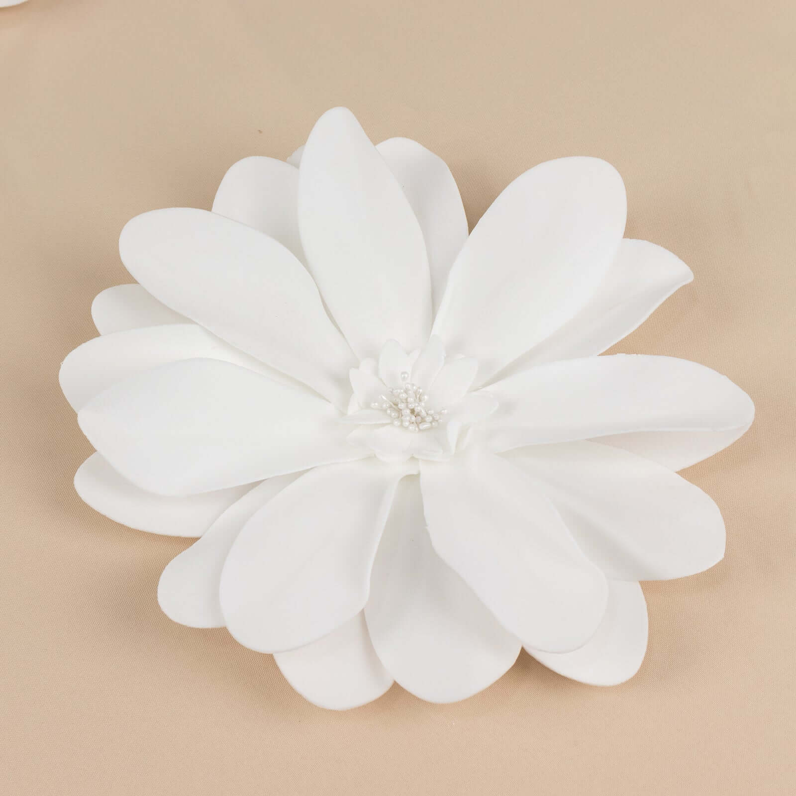 4 Pack White Life-Like Soft Foam Craft Dahlia Flower Heads 12