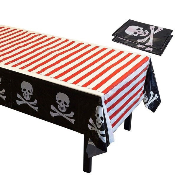 3-Pack Plastic Rectangular Tablecloth Pirate Skull Party Table Covers 54