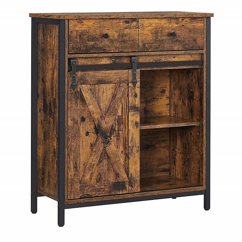 Industrial Sideboard， Floor Cabinet With 1 Drawer And Sliding Barn Door