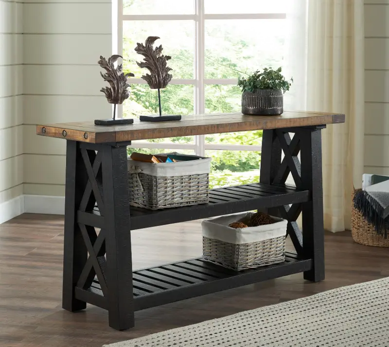 Bolton Black and Natural Sofa Table