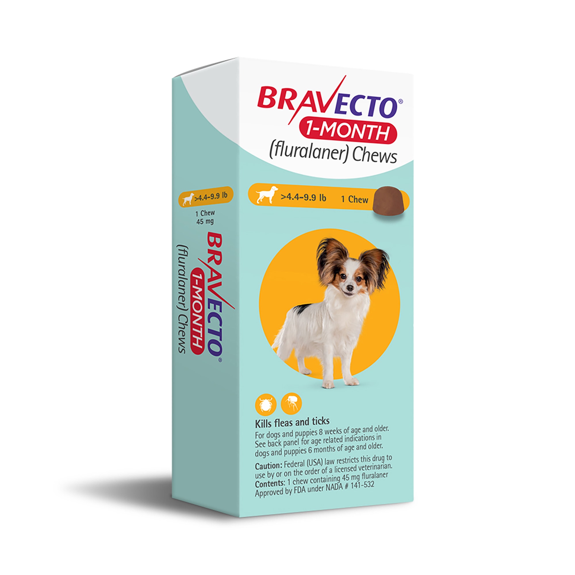 Bravecto 1-Month Chews for Dogs 4.4-9.9lbs， 1 Month Supply