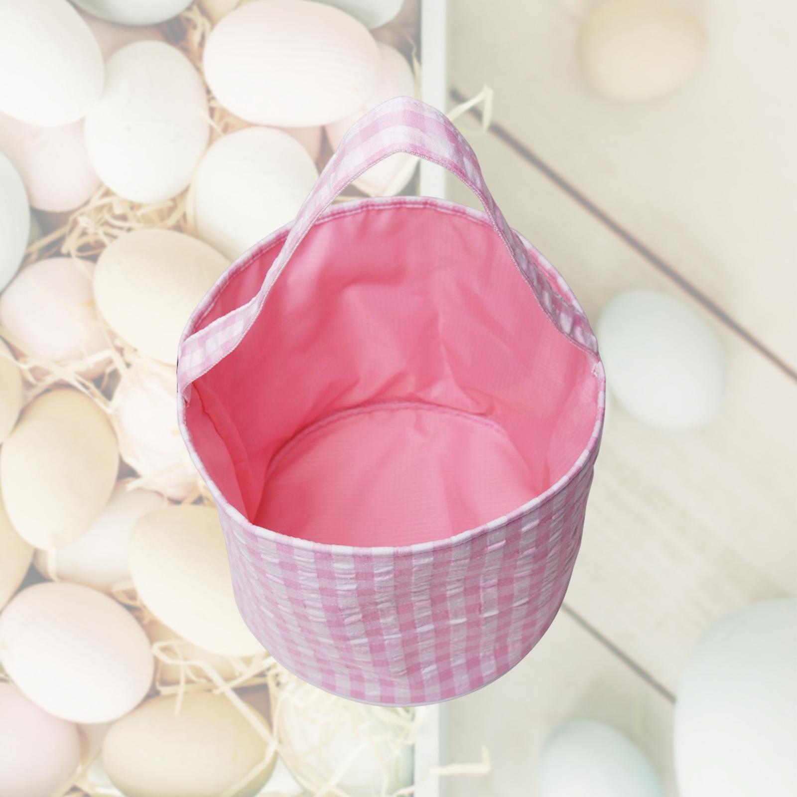 Easter Bag Storage Tote Bag Collapsible Kids Eggs Bucket Reusable Handbag Grocery Bags Large for Party Supplies， Kids Eggs ， Gifts Toy Pink