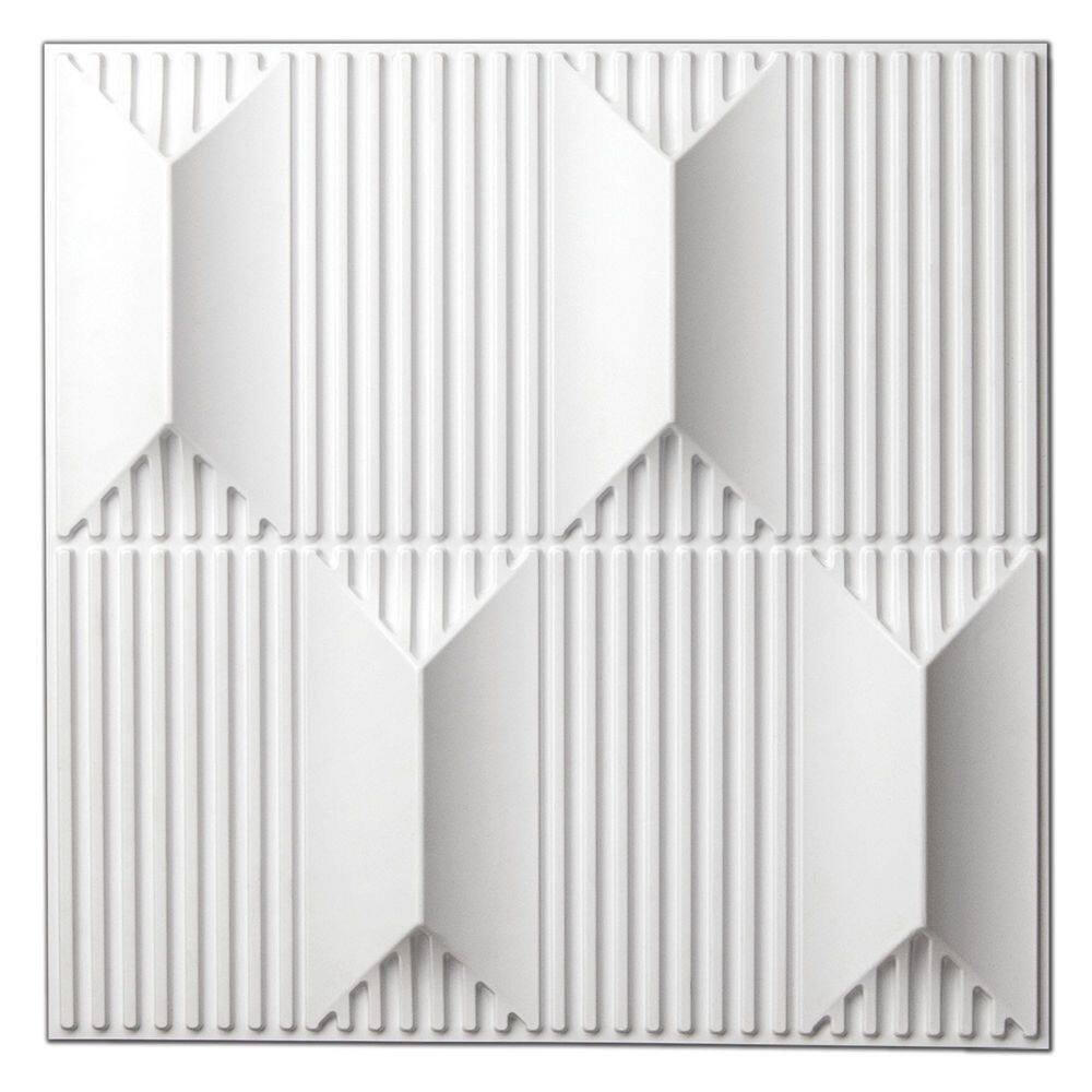 Art3dwallpanels White 19.7 in. x 19.7 in. PVC 3D Wall Panel Interior Wall Decor 3D Textured Wall Panels Pack 12 Tile (32 sq. ft.Case) A10hd055