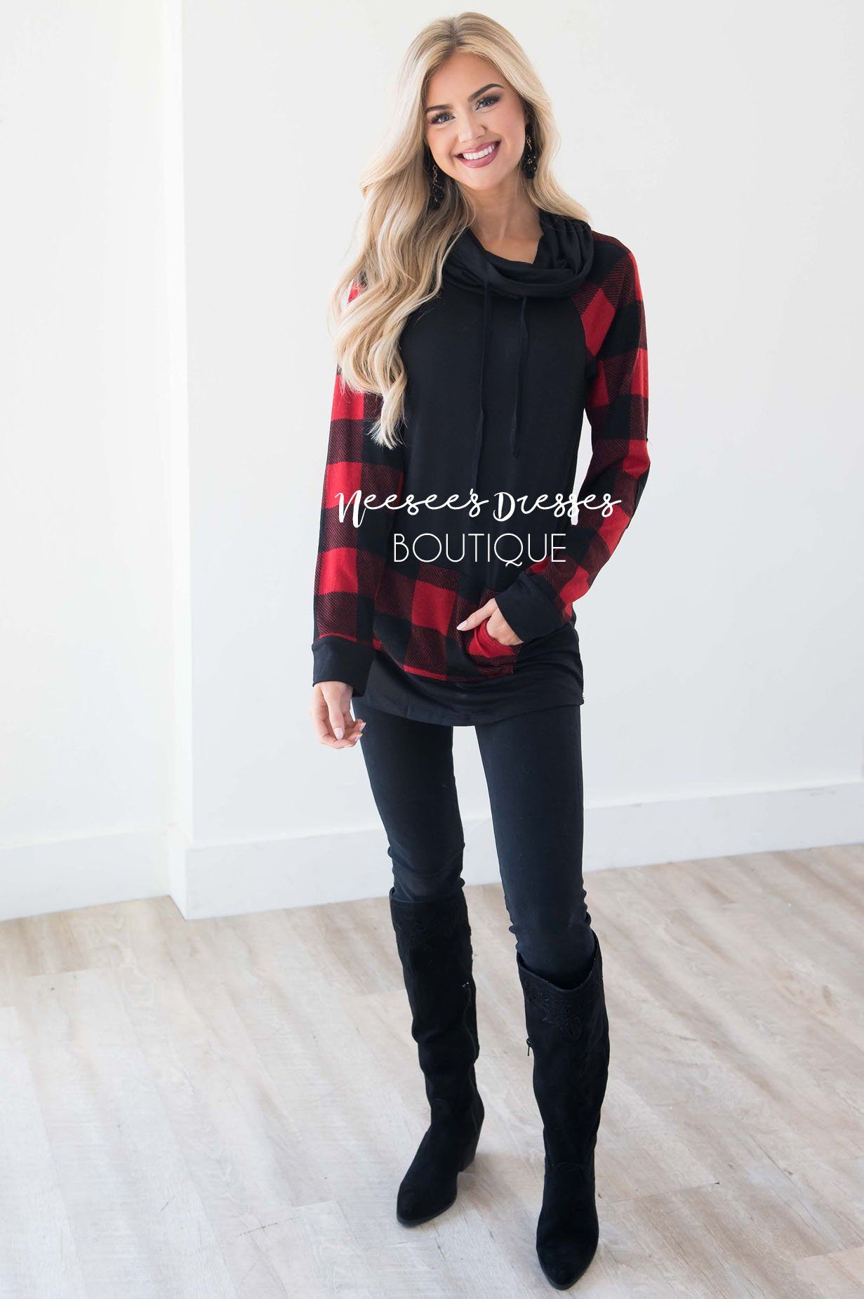 A Little Inspiration Plaid Elbow Patch Top