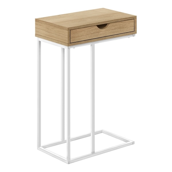 Accent Table， C-shaped， End， Side， Snack， Storage Drawer， Living Room， Bedroom， Metal， Laminate， Contemporary