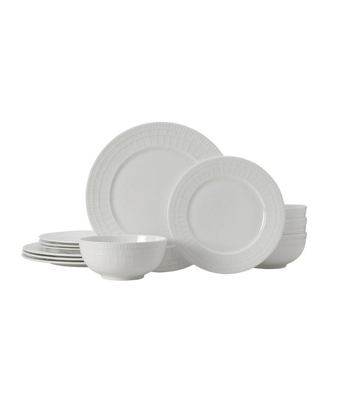 Mikasa Lux Bone China 12 Piece Dinnerware Set Service for 4