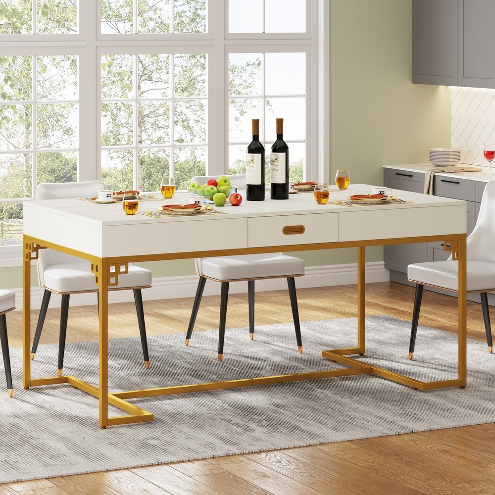 Modern White Dining Table for 4 to 6  63\